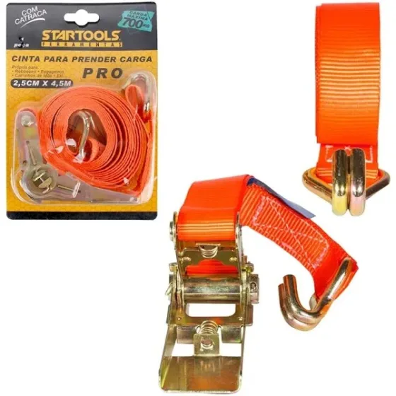 Cinta Para Prender Carga Com Catraca 700kg 2,5cm X 4,5m