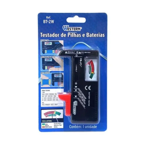 Testador De Pilhas E Baterias Testa Aa Aaa 9v Western Bt-2w