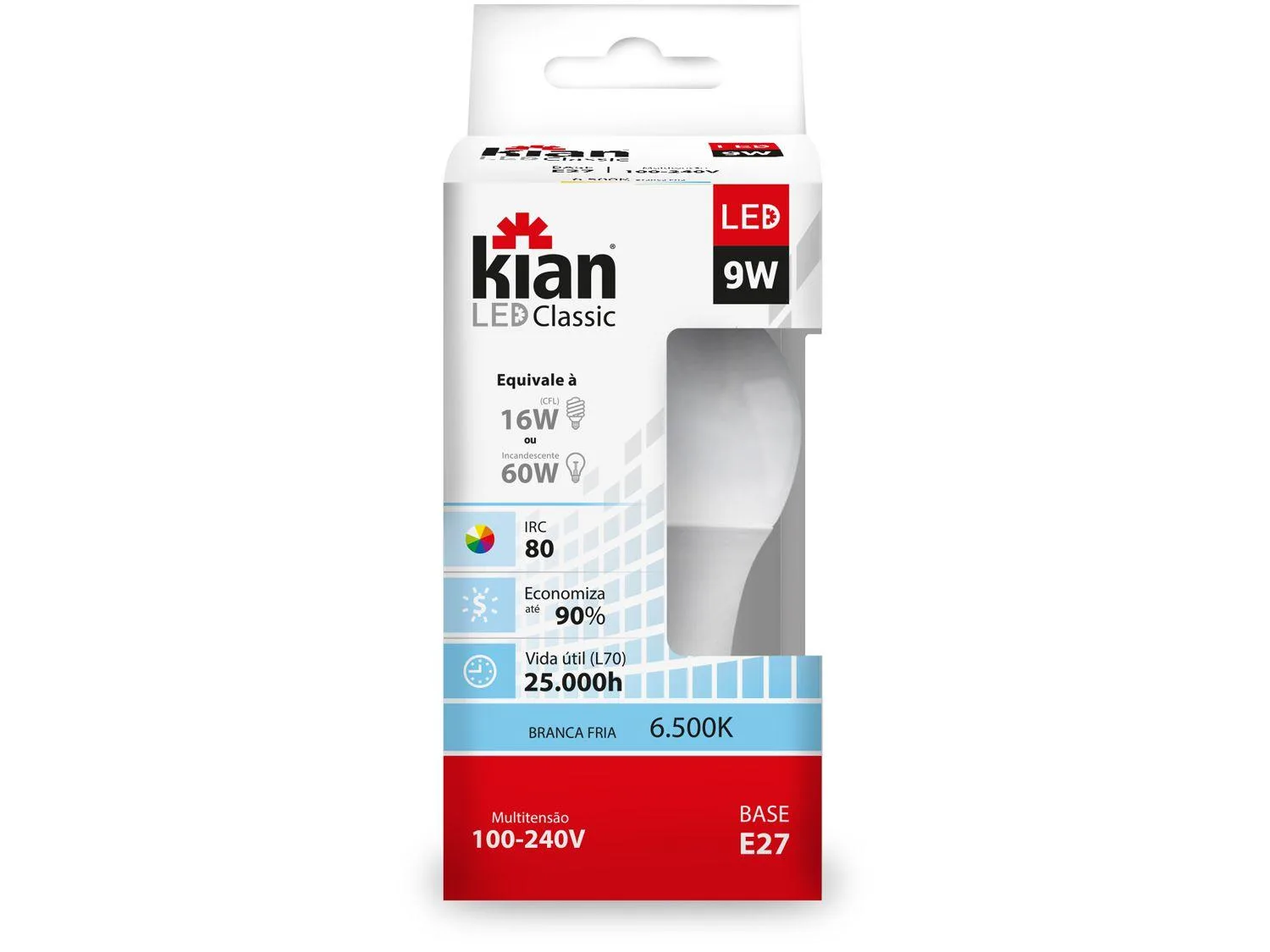 Lâmpada de LED Bulbo Kian E27 Branca 9W 6500K - Classic A60 - Imagem 3