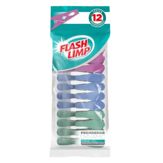 Prendedor de Roupas Dynamic com 12 Peças - Flash Limp