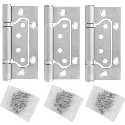 Kit 3 Dobradiças Inox 4x3" para Porta com Parafusos