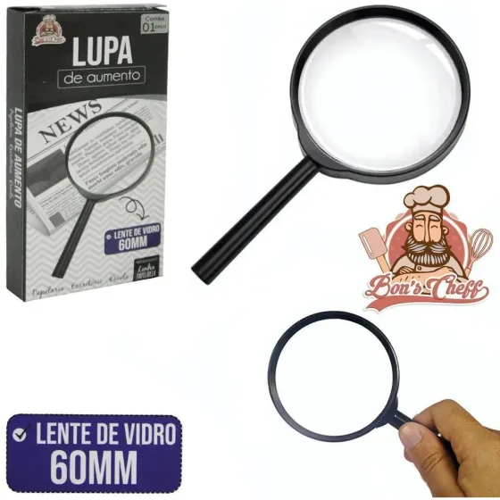 Lupa de Aumento 60mm Lente de Vidro UP6059