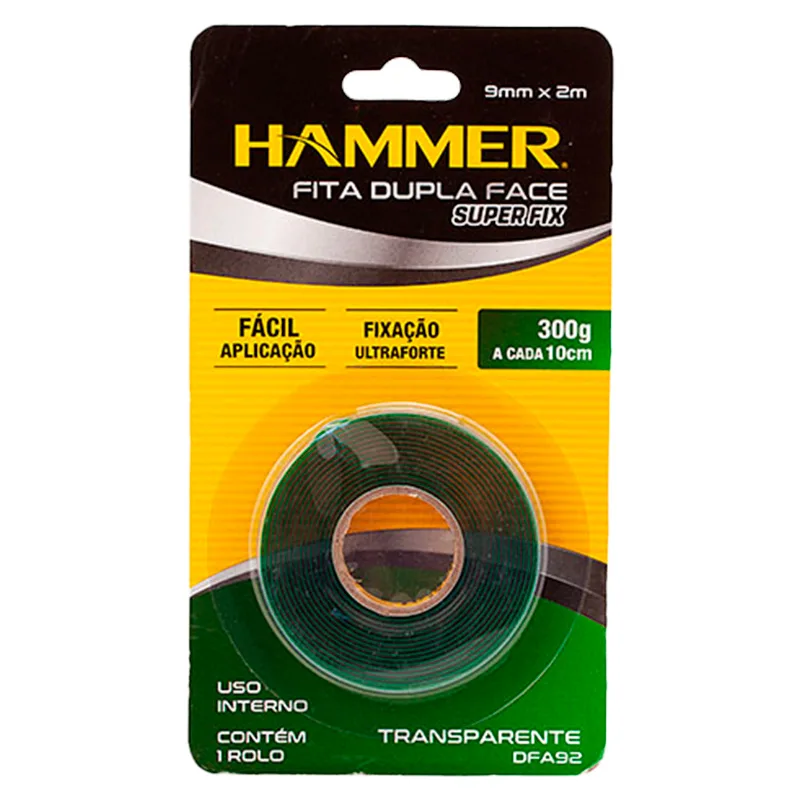 Fita dupla face ultra forte 9mm x 2m Hammer