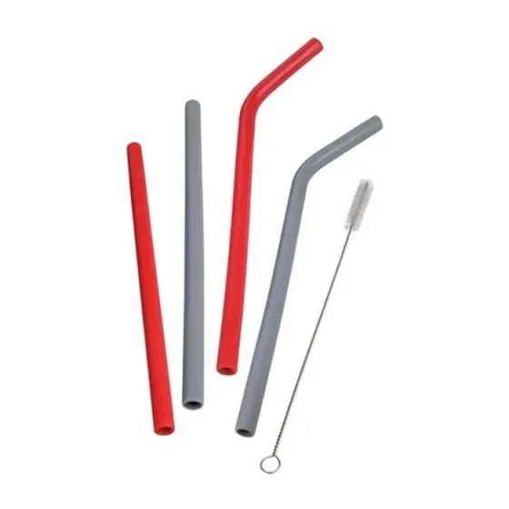 Kit Canudos De Silicone + Escova Para Limpeza - 5 Peças