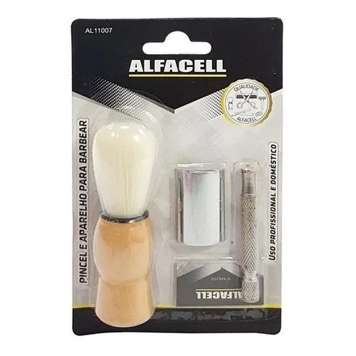 Kit Aparelho De Barbear Retro Antigo Com Pincel e Lâmina