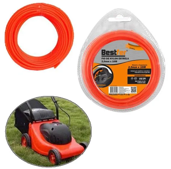 Fio De Nylon Estrela Para Aparador De Grama 2mm x 10m