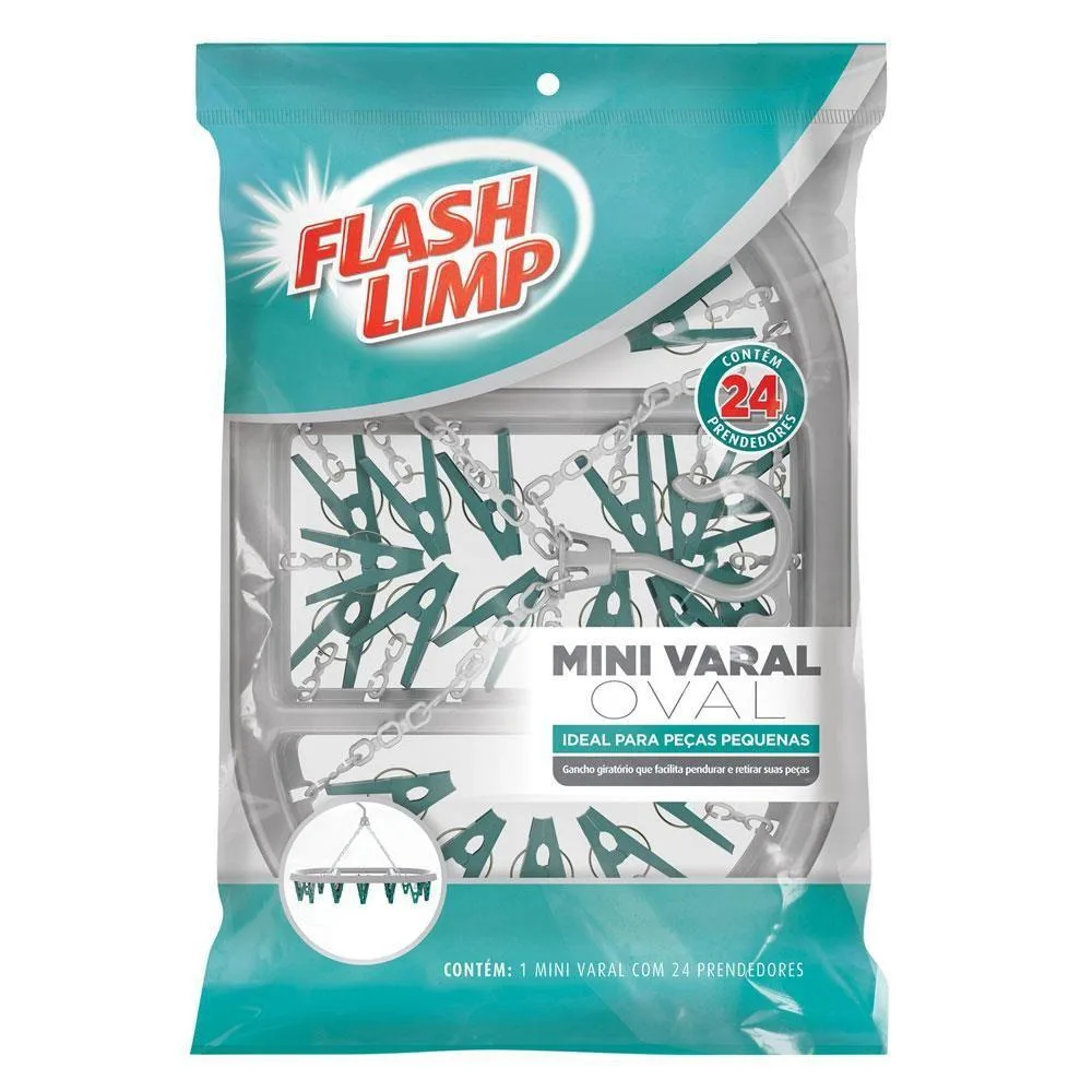 Varal Oval 24 Pregadores Prendedores De Roupas Flashlimp - Imagem 4