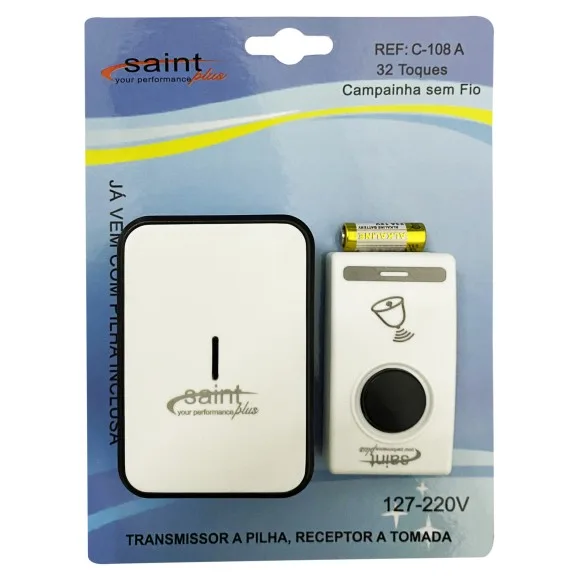 Campainha Sem Fio Para Tomada 32 Toques Bivolt 110/220