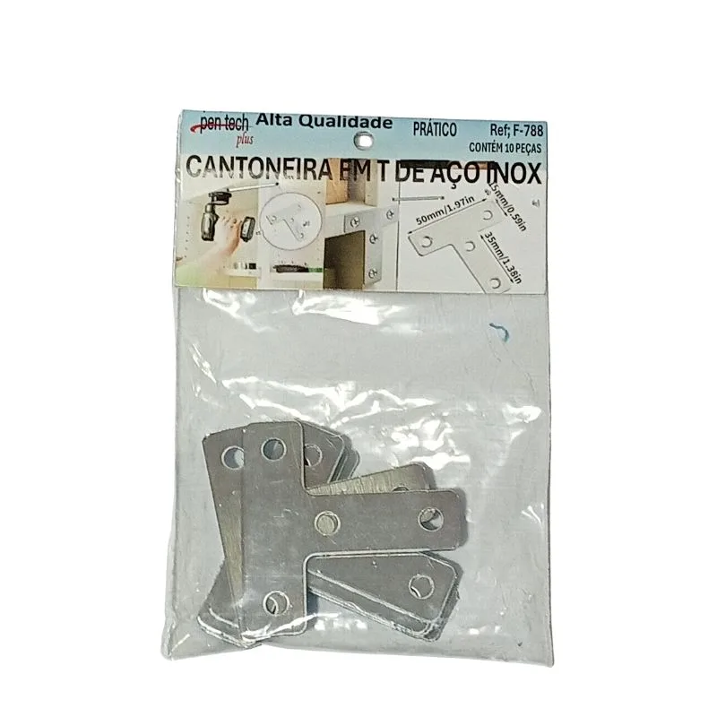Kit 10 Cantoneiras em T Aço Inox 50mm 4 Furos - Imagem 4
