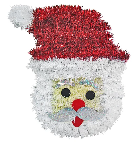 Enfeite de Natal Rosto Papai Noel Fita Brilho 33cm