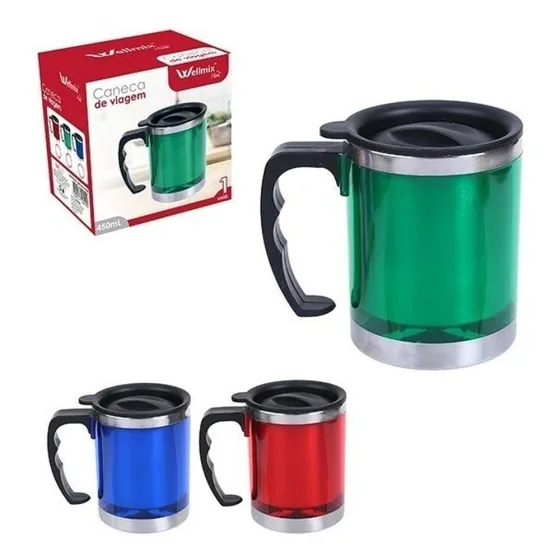 Caneca Térmica inox de viagem com tampa 11 x 8,5 - 450 Ml
