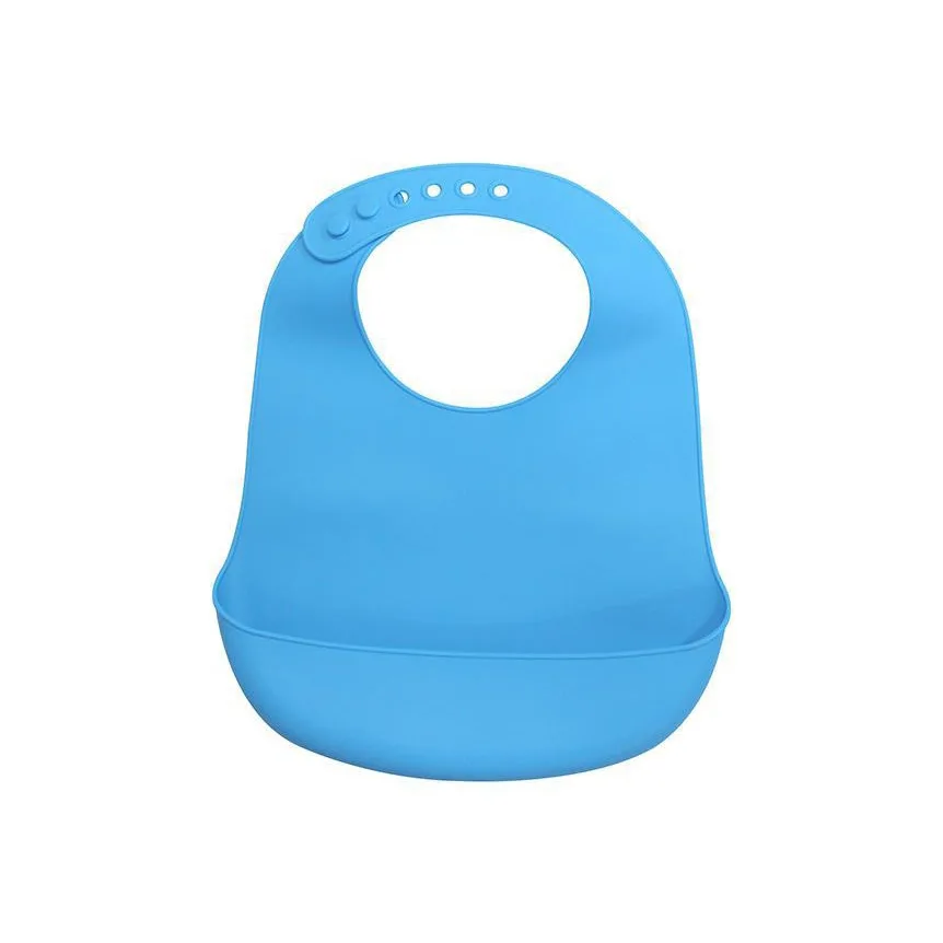 Babador Infantil Silicone Com Bolso - Azul CS-22A