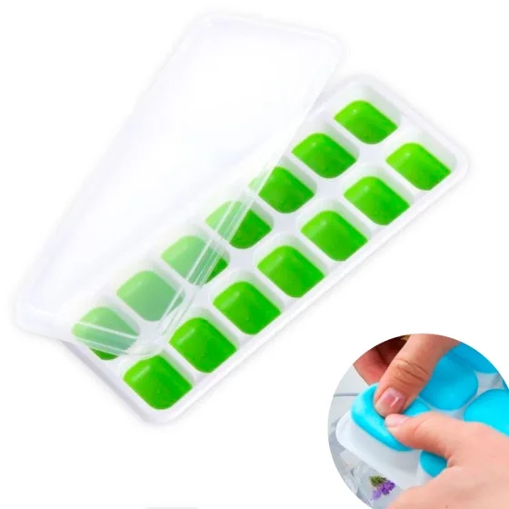 Forma de Gelo Silicone com Tampa 14 Cavidades HM-763