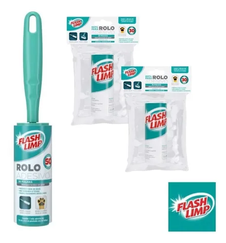 Rolo Tira Pelo Rolo Adesivo Com 2 Refil Flashlimp