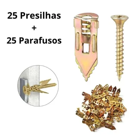 Kit Parafuso Expansão Para Placa De Gesso Drywall 25 Unidades - Imagem 2