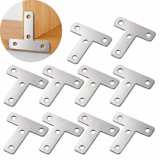 Kit 10 Cantoneiras em T Aço Inox 50mm 4 Furos