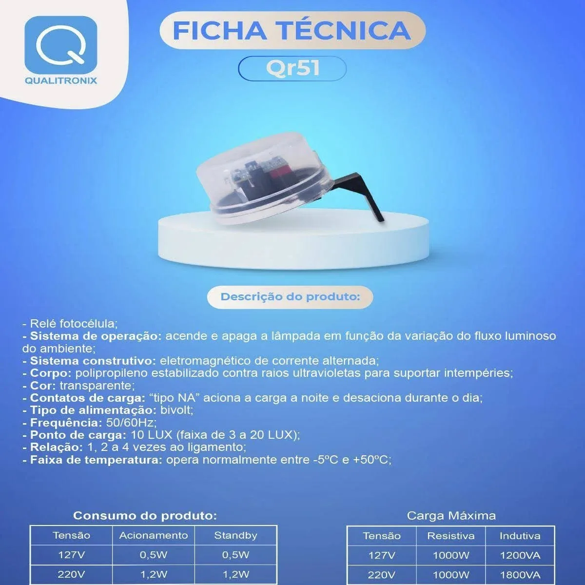 Relé Fotocélula Qualitronix Corujito Bivolt QR51 - Imagem 6