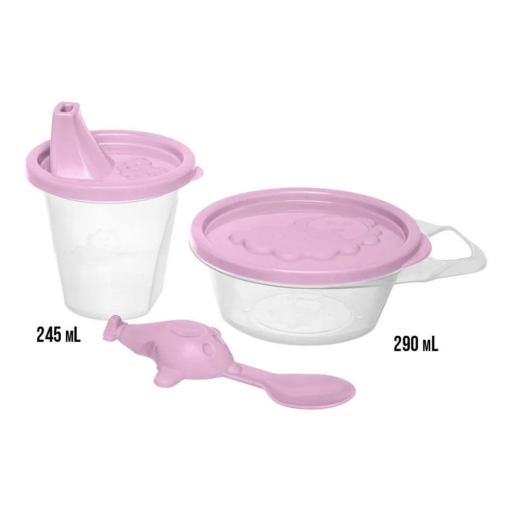Kit Infantil Divertido 3 Peças Com Colher Aviãozinho - Imagem 2