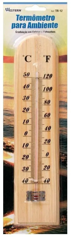 Termômetro Ambiente de Madeira 25,5cm Western Tr-12 - Imagem 2