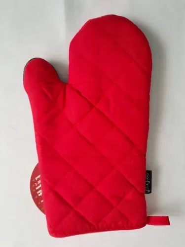 Luva Para Cozinha Silicone Térmica Com Neoprene Vermelha Preta - Imagem 2