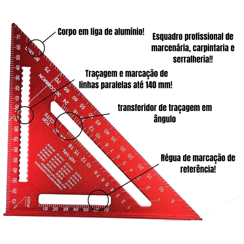 Esquadro Alumínio Triangular 7 Pol Marcenaria Carpintaria - Imagem 2