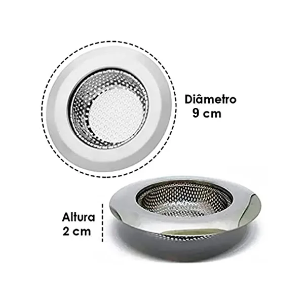 Ralo Para Pia Inox 9 cm Evita Entupimento de Canos - Imagem 3