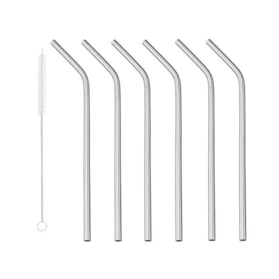 Kit 6 Canudos De Aço Inox Com Escova De Limpeza