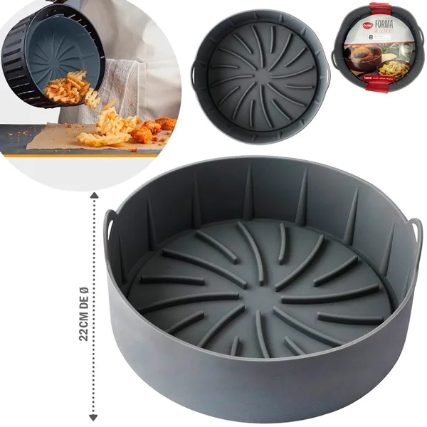 Forma de Silicone Redonda com Alça para Air fryer 22cm - Imagem 2