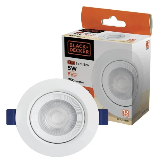 Spot redondo 5W branco frio BLACK DECKER - ECO