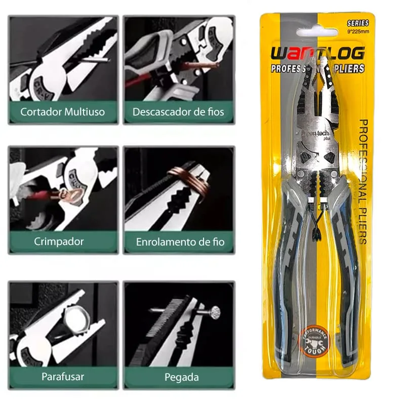 Alicate Universal Reforçado – Descascador, Crimpador e Ultra Forte F-534 - Imagem 2