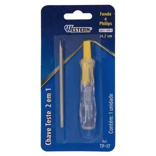 Chave de Fenda para Teste com 2 Pontas 100 a 500V - 16,2cm - Western - TP-18 - Imagem 2