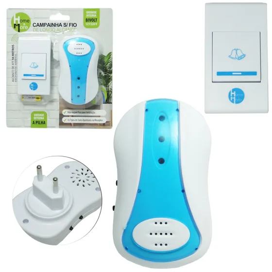 Campainha sem Fio Bivolt 32 Toques De Longo Alcance HM-228