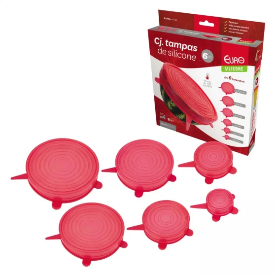 Tampas de Silicone para Alimentos e Potes 6 Peças