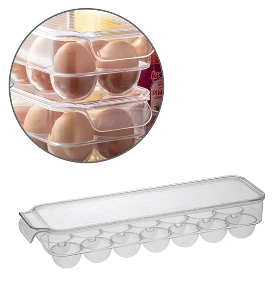 Porta Ovos Para Geladeira Com Tampa 14 Cavidades Acrílico