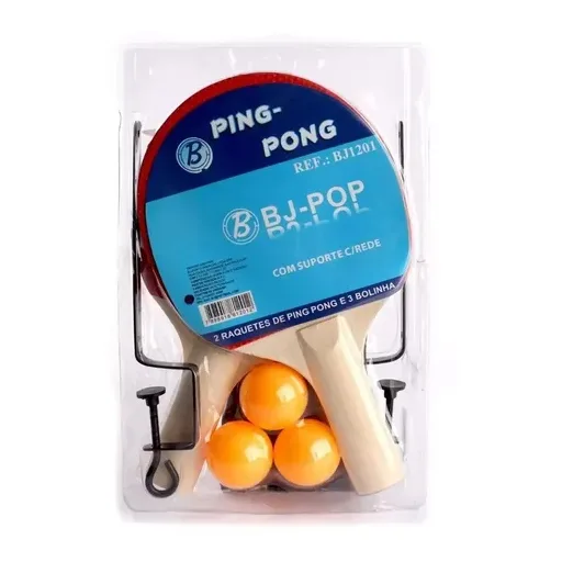 Kit Ping Pong 2 Raquetes 3 Bolas Tênis Rede Suporte Completo - Imagem 3