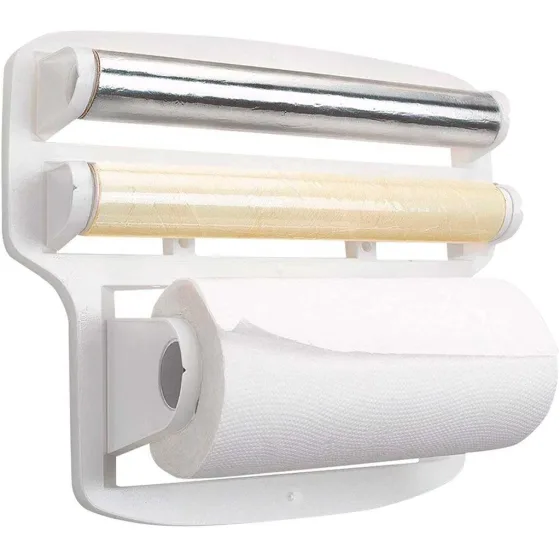 Suporte 4 Em 1 Papel Toalha Alumínio Filme Plástico Parede