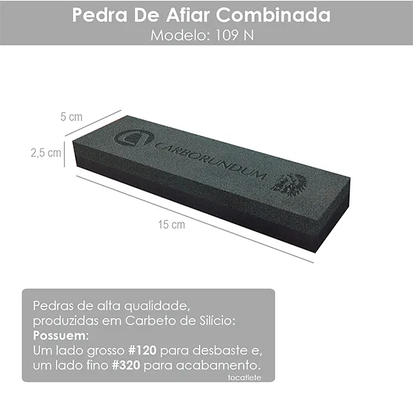 Pedra de Afiar Carborundum 109N Dupla Face #120 / #320 - Imagem 2