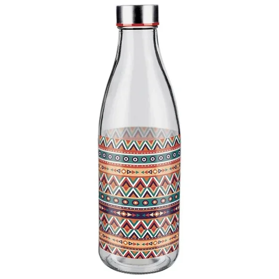 Garrafa De Vidro 950ml Étnica Aguá Suco Leite e outros -Euro