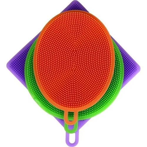 Jogo De Esponjas De Silicone Lavar Legumes Frutas E Louças