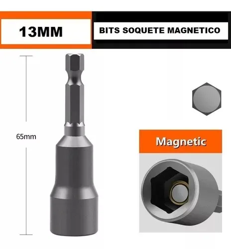 Ponta Bits Soquete Magnetico 13mm (05 Peças) Parafusadeira - Imagem 3