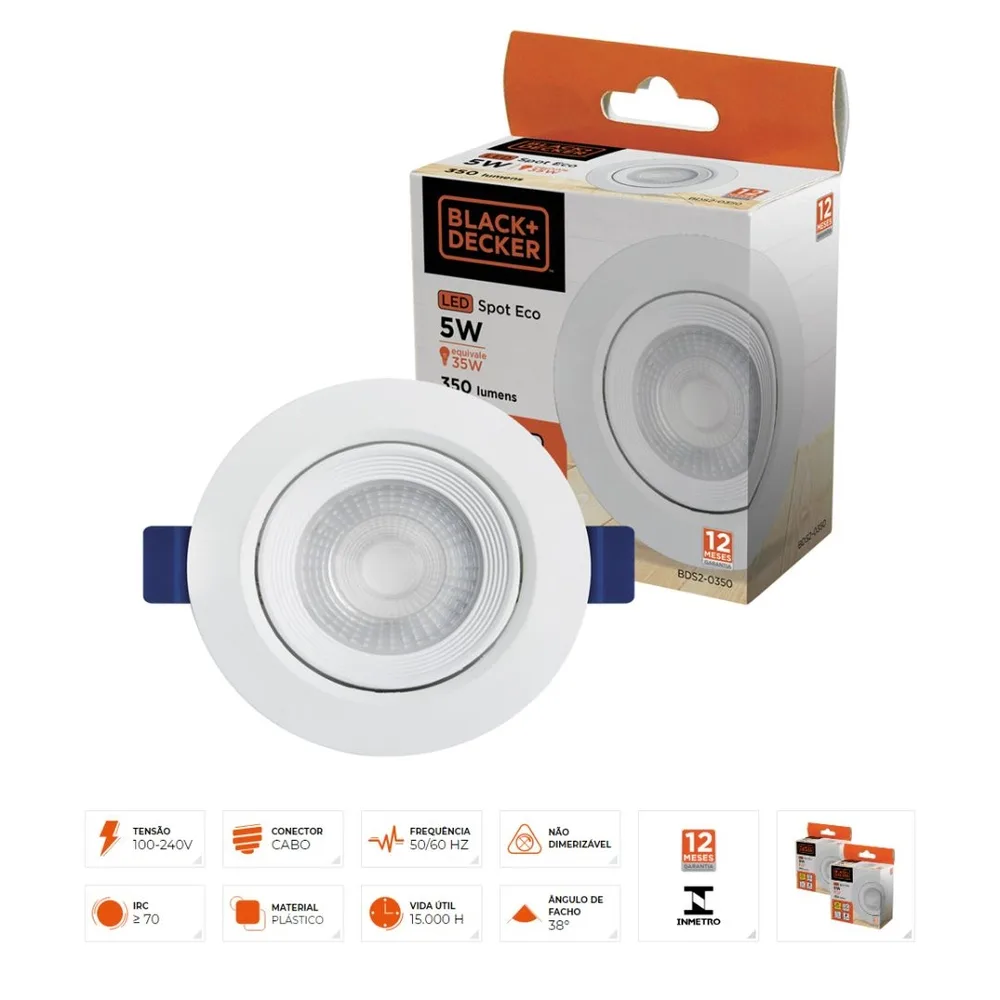 Spot redondo 5W branco frio BLACK DECKER - ECO - Imagem 2