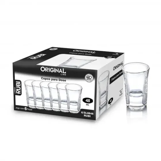 Copo Vidro Tequila Shot Dose Whisky Cachaça 48ml (com 6)