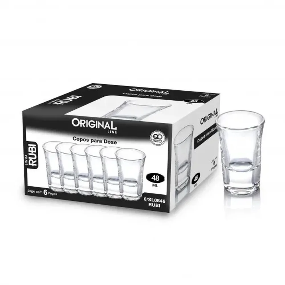 Copo Vidro Tequila Shot Dose Whisky Cachaça 48ml (com 6)