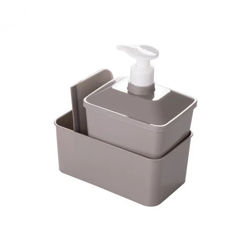 Porta Detergente Compacto Cinza com Rodinho e Bucha