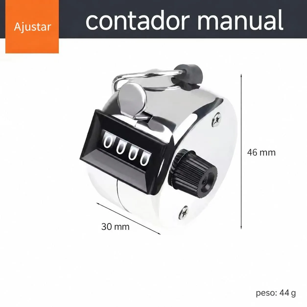 Contador Manual Mecânico Clicker 4 Dígitos com Reset - Imagem 4