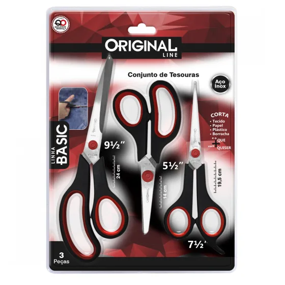 Kit Tesoura Inox 3 peças Basic Para Cabelo