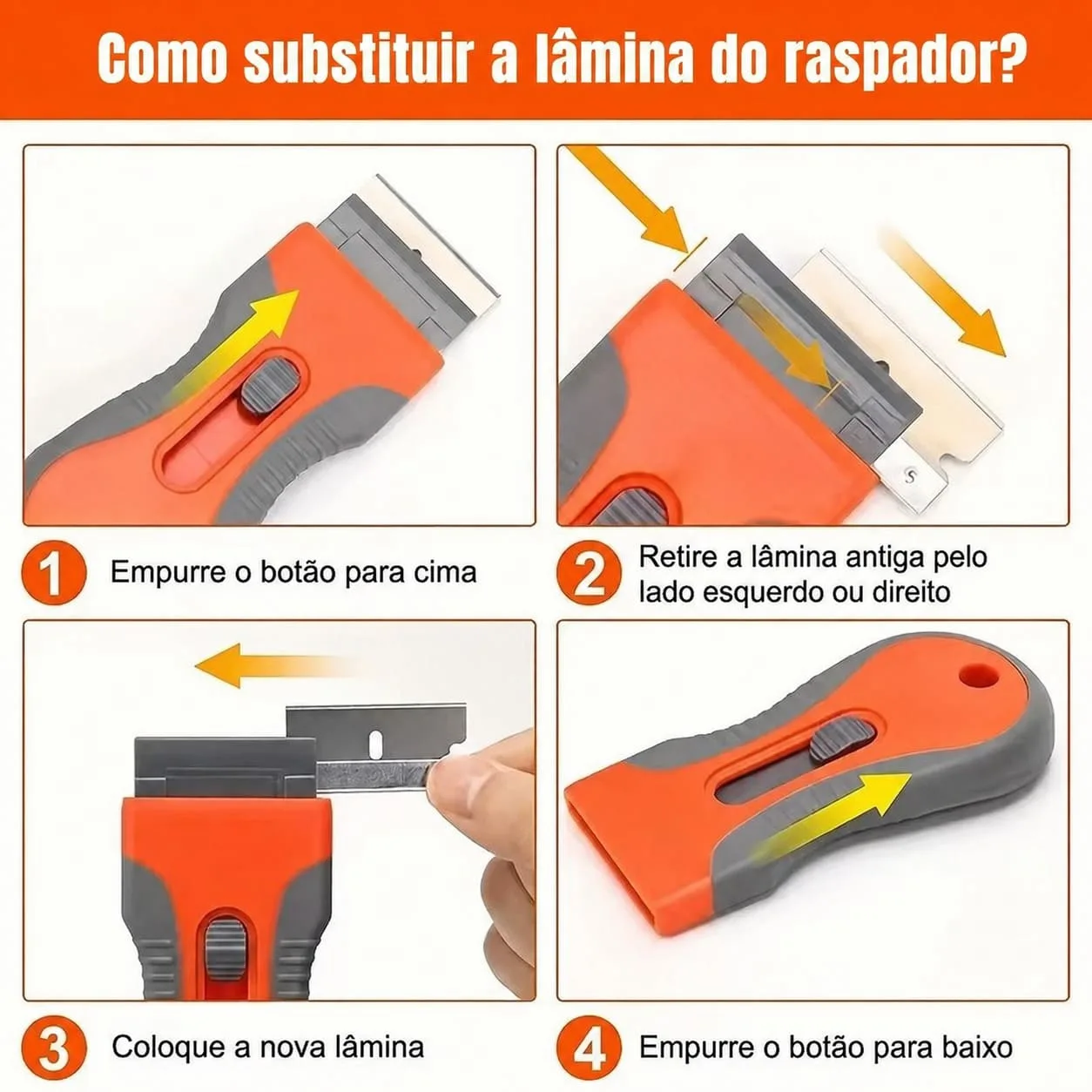 Raspador Multiuso para Vidro Cola Adesivo Tinta com 10 Lâminas - Imagem 4