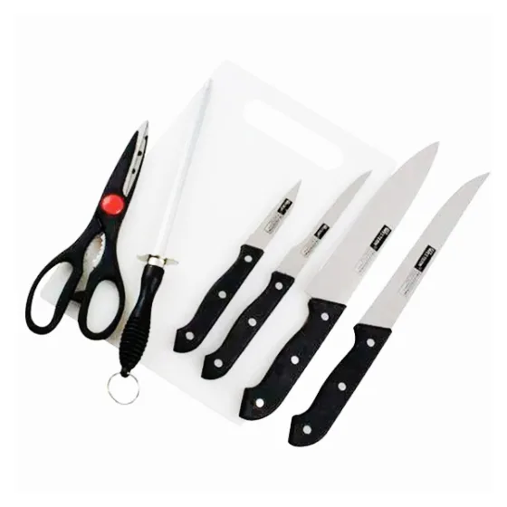 Kit de Facas Com Chaira Tesoura e Tabua 7 peças Western N7