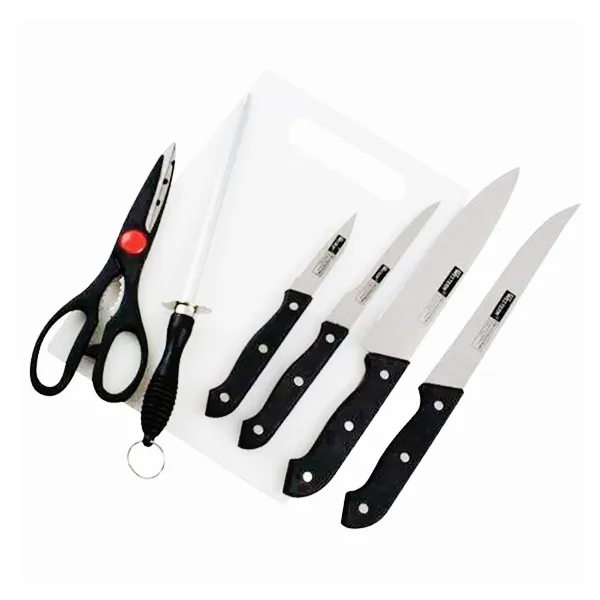 Kit de Facas Com Chaira Tesoura e Tabua 7 peças Western N7