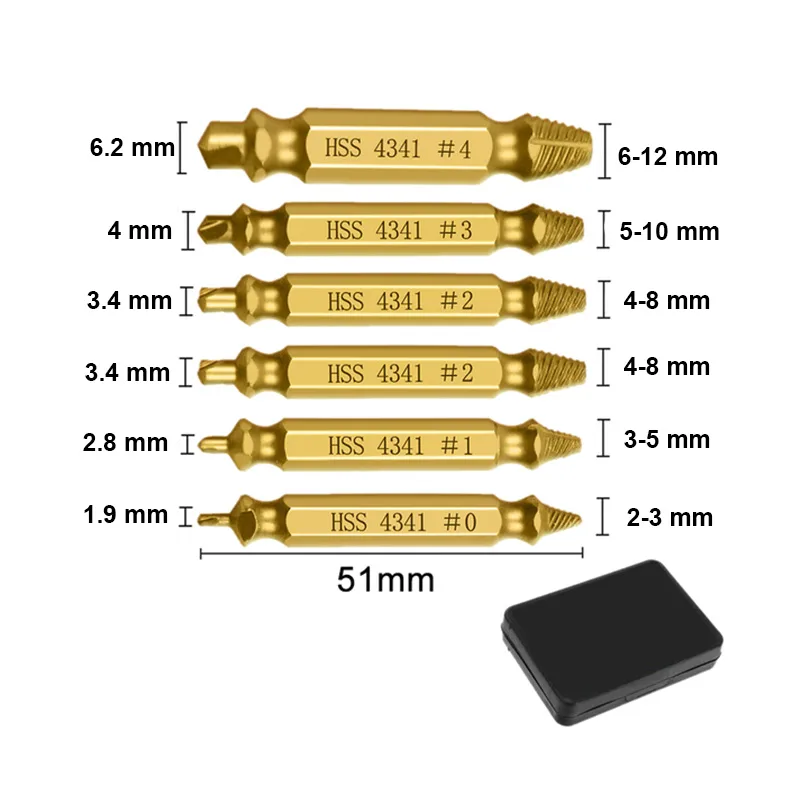 Bits Extrator De Parafusos Quebrados Enferrujados Espanados - Imagem 3